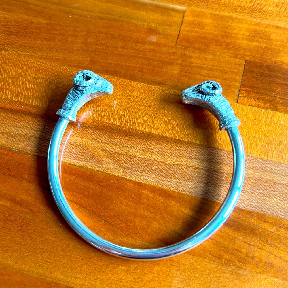 Unique Rams Head Silver Cuff